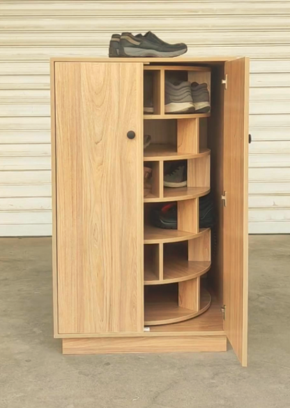 Rotating Wooden Shoe Cabinet – Multi-Layer Storage Organizer