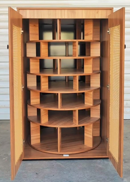 Rotating Wooden Shoe Cabinet – Multi-Layer Storage Organizer