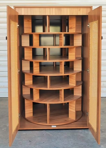 Rotating Wooden Shoe Cabinet – Multi-Layer Storage Organizer